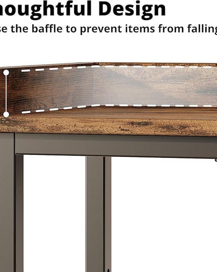 IRONCK Console Table, Sofa Table with Power Outlet, Farmhouse Hallway Table for Entryway, Living Room, Height Adjustable, Easy Assembly, Rustic Brown, 43"
