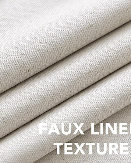 H.VERSAILTEX Sliding Door Curtains, Linen 100% Blackout Curtains Durable Thick Textured Linen Look Patio Door Curtain Anti Rust Grommet Extra Wide Window Drapes, W100 x L96 inch- Ivory