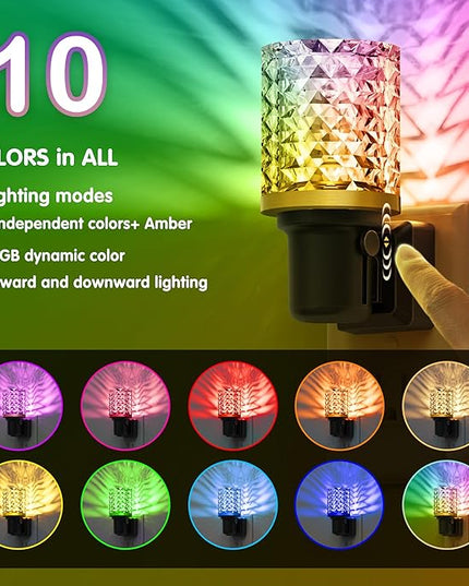 L LOHAS LED Night Light, Dimmable Night Lights Plug into Wall, Color Changing Nightlight RGB with Auto Light Sensor, 0-100LM Adjustable Brightness LED Night Light