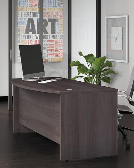Bush Business Furniture Studio C 72W x 36D Bow Front Desk in Storm Gray, Computer Table for Home or Professional Office
