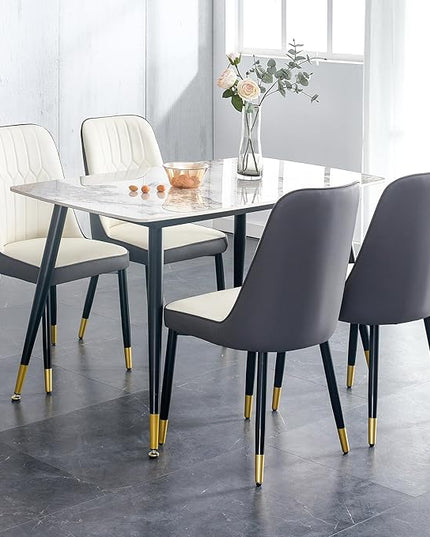 Dining Room Table Set for 4,Small Dining Table Set for 4, Sintered Stone Kitchen Table Top and Modern Chairs Set of 4 for Kitchen Dining Room, Small Space