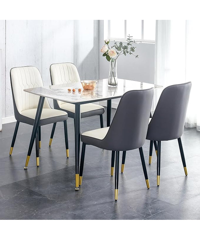 Dining Room Table Set for 4,Small Dining Table Set for 4, Sintered Stone Kitchen Table Top and Modern Chairs Set of 4 for Kitchen Dining Room, Small Space