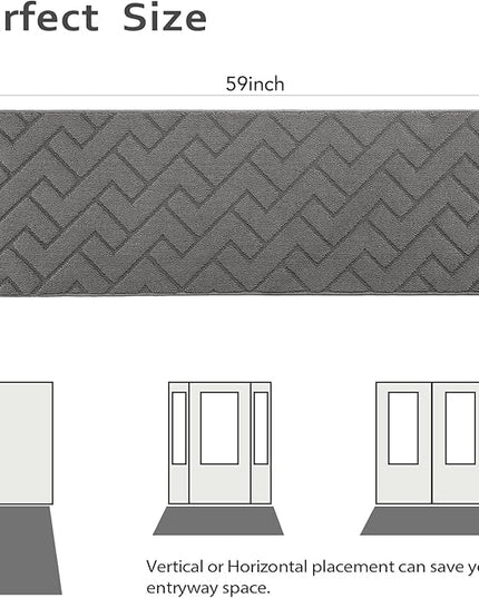 hicorfe Indoor Doormat,Front Back Door Mat Rubber Backing Non Slip Door Mats 20"x59" Absorbent Resist Dirt Entrance Doormat Inside Floor Mats Entryway Washable Low-Profile for Patio,Garden（Grey）