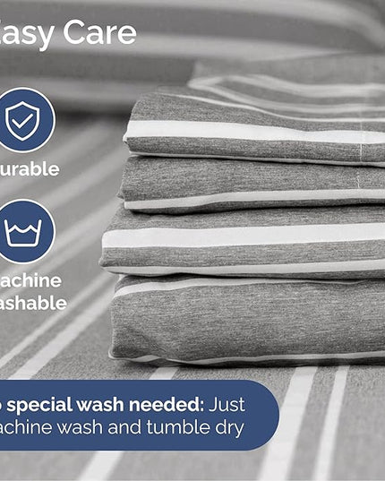 Cal King Size 4 Piece Sheet Set - Comfy Breathable & Cooling Bed Sheets Set - Hotel Luxury Bedding for Women, Men, Kids, Teens, Boys & Girls - Deep Pockets & Wrinkle Free - Oeko-Tex - Grey Stripes 3