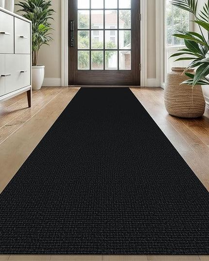 KOZYFLY Washable Runner Rug 2x10 ft Hallway Kitchen Runner Rugs with Rubber Backing Bobo Non Slip Entryway Runner Indoor, Long Carpet Runners for Hall Kitchen Entryway, Black