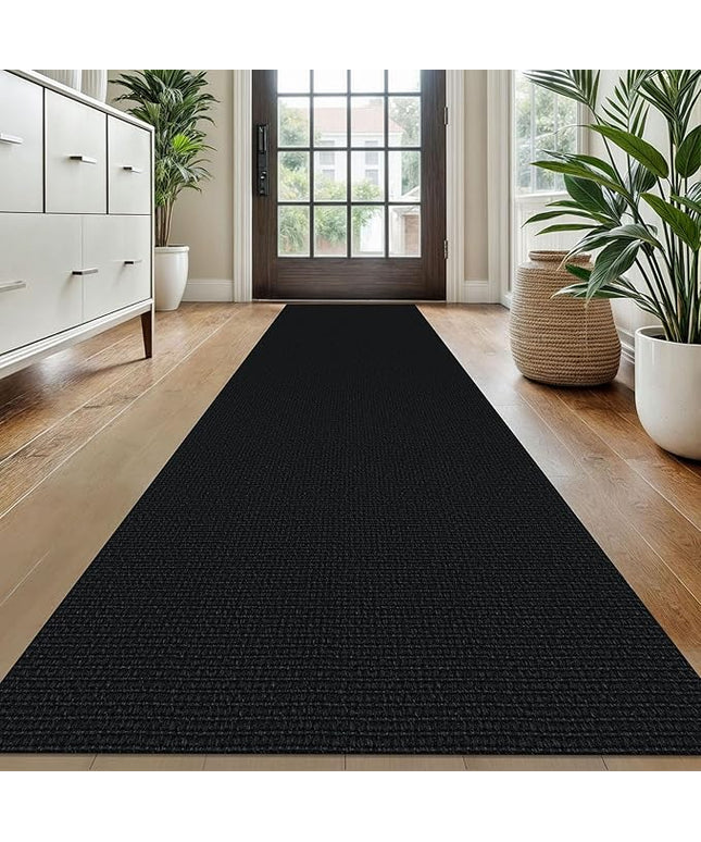 KOZYFLY Washable Runner Rug 2x10 ft Hallway Kitchen Runner Rugs with Rubber Backing Bobo Non Slip Entryway Runner Indoor, Long Carpet Runners for Hall Kitchen Entryway, Black