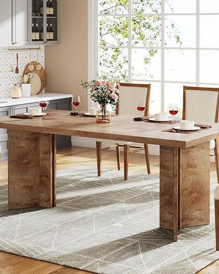 Tribesigns 63-inch Dining Table for 4-6, Farmhouse Kitchen Table with Large Tabletop, Rectangular Dinner Eating Table for Dining Room, Living Room, Kitchen, Light Oak Brown