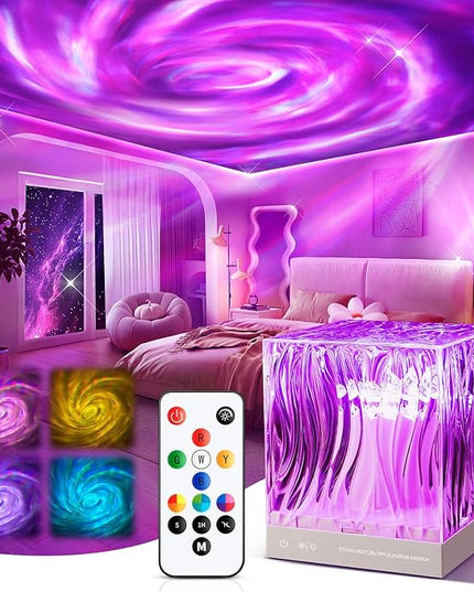 Galaxy Projector for Bedroom,18-Color Solar System Kids Night Light Projector for Bedroom,Remote Night Light for Kids Flower Lamp Tornado lamp Pink Lights,17 Year Old Girl Gift Ideas Purple Room Decor