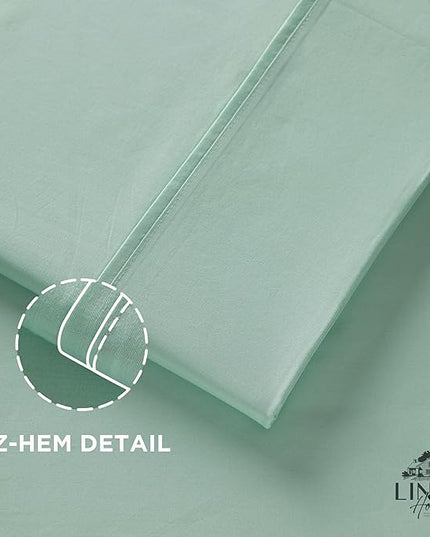 Linen Home 100% Cotton Percale Pillowcases King Size, Pastel Turk, 2 Pieces of Pillow Case, Crisp and Cool Strong Bed Linen, 20 inches X 40 inches