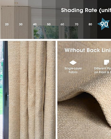 SmartWings Automatic Curtain Opener with Drapery, Motorized Vertical Blinds with Remote, Electric Closet Doors Sliding Panels Compatible with Alexa Google Homekit, 90% Blackout Wheat
