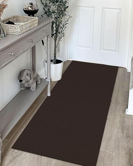 KOZYFLY Washable Runner Rug 2x5 Ft Runners for Hallways Rubber Backed Throw Rug, Braided Cotton Entryway Runner Indoor, Carpet Runners for Hallway Kitchen Entryway Bedroom, Dark Coffee/Brown