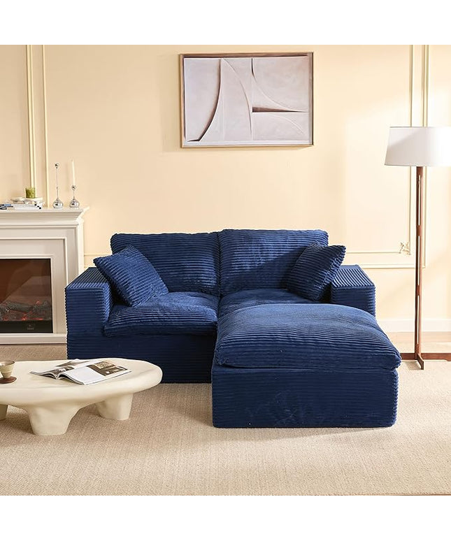 74.8” Cloud Couch, Modular Loveseat Sofa, Convertible Sofas Bed, Deep Seat Sofa, Cozy Sofa for Living Room, Office and Bedroom, L Shaped Cozy Sofa Furniture Set, Corduroy, Blue