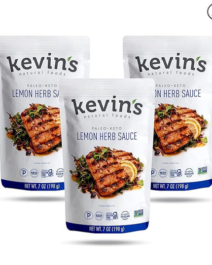 Kevin's Natural Foods Lemon Herb Sauce - Paleo Simmer Stir-Fry Sauce, Gluten Free, No Preservatives, Non-GMO - 3 Pack