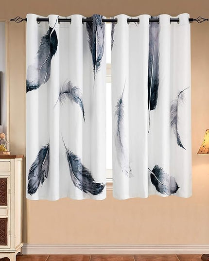 SUBRTEX Light Flitering Curtains 52Wx63L, Room Darkening Vibrant Floral Drapes, 50% Blackout, Semi Sheer Boho Farmhouse Curtains for Living Room, White