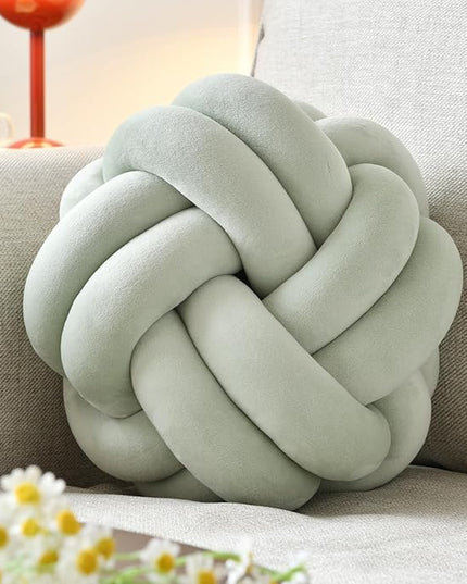 Knot Ball Pillow, Round Decorative Throw Pillows Cushion, 8 Inch Sage Green Soft Plush Knotted Pillows Pillow, Modern Home Throw Knot Decorative Cushion