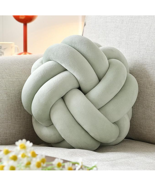 Knot Ball Pillow, Round Decorative Throw Pillows Cushion, 8 Inch Sage Green Soft Plush Knotted Pillows Pillow, Modern Home Throw Knot Decorative Cushion