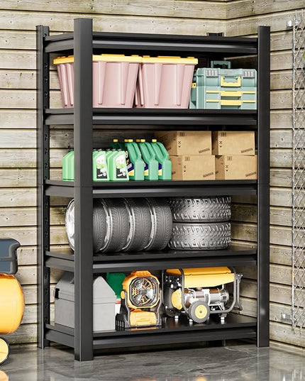 2 Set Garage Shelving Unit 72"H3000bls Heavy Duty Storage Shelves Easy Assembly 5 Tier Adjustable Metal Steel Utility Shelf Rack Storage Organize for Tools Garage,Basement,Warehouse 16"*36"*72"