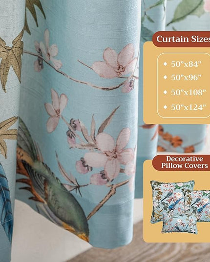 Maison d' Hermine Curtains for Living Room 100% Cotton 84 inch Length One Panel Light Filtering Curtains for Bedroom Windows with Rod and Loop Pockets Drapes (Hokuzai Blue, 50" W x 84" L)