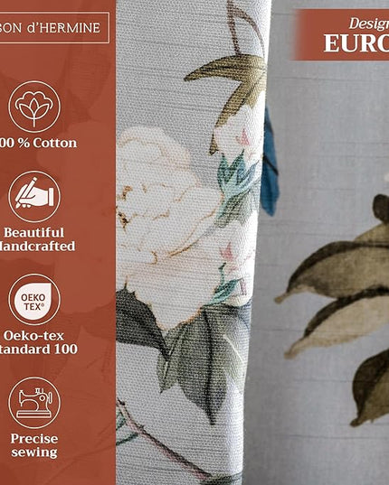 Maison d' Hermine Curtains for Living Room 100% Cotton 96 inch Length Two Panels Light Filtering Curtains for Bedroom Windows with Rod and Loop Pockets Drapes (Hokuzai Green, 50" W x 96" L)