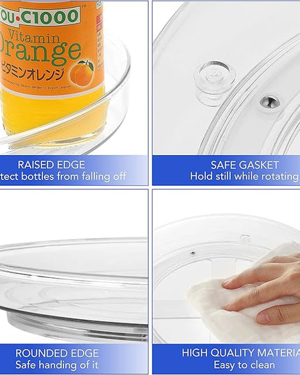 URALFA 2-Pack Lazy Susan Cabinet Organizer, Plastic Rotating Round Lazy Susan Turntable for Cabinet, Pantry, Countertop, Table, Fridge, 10.5 Inch