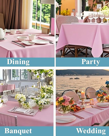 VidaFete Tablecloth 10 Pack 90 * 156inch Rectangle Table Cloth Polyester, Stain Wrinkle Resistant Polyester Dining Table Cover for Kitchen Dinning Party Wedding Rectangular Buffet Decoration(Pink)