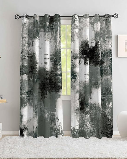 Asuexpect Abstract Curtains 2 Panels Abstract Rust Curtain Room Darkening Grommet Window Drapes Modern Decorative Window Treatments for Bedroom Living Room, 52x84 Inches, Black Grey