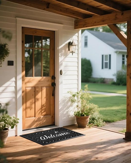 Yimobra Welcome Mat Outdoor Indoor, Waterproof Heavy Duty Front Door Mat Outside Entrance, Extra Sturdy Non-Slip Doormat, Low Profile, Dirt Trapping, 36x24 Inches, Black