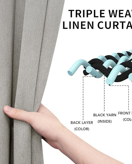 Easy-Going Linen Look Blackout Curtain 42x63 Inch Window Curtain Drapes for Bedroom, Living Room Thermal Insulated Room Darkening (Set of 2 Panels, Natural)