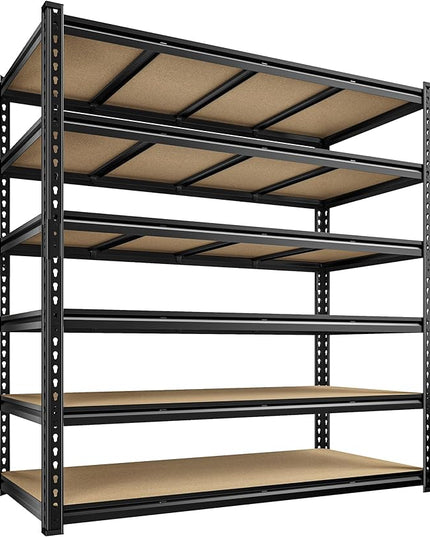 55" W Storage Shelves, 3060LBS Garage Shelving, 6-Tier Heavy Duty Shelving, Adjustable Metal Shelving Unit for Garage, Warehouse, Pantry, Kitchen, 55" W × 24" D × 84" H, Black