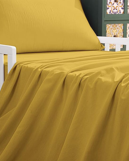NTBAY Toddler Bedding Set - 4 Piece Soft and Breathable Crib Bedding Set for Boys and Girls, Includes Quilted Comforter, Fitted Sheet, Flat Top Sheet and Envelope Pillowcase, Yellow