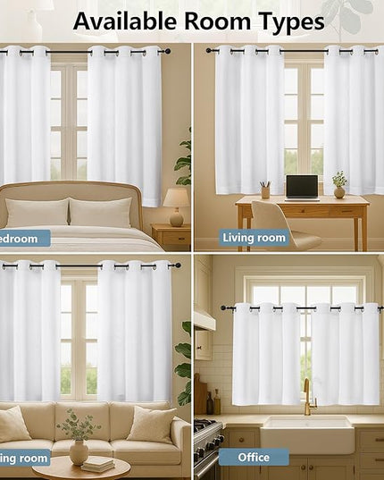 Chyhomenyc White Curtains 96 Inch Length 2 Panels, Light Filtering Faux Linen Textured Soft Airy Curtains for Living Room, Thick Farmhouse Grommet Bedroom Drapes, 50Wx96L Inch, 2PCS