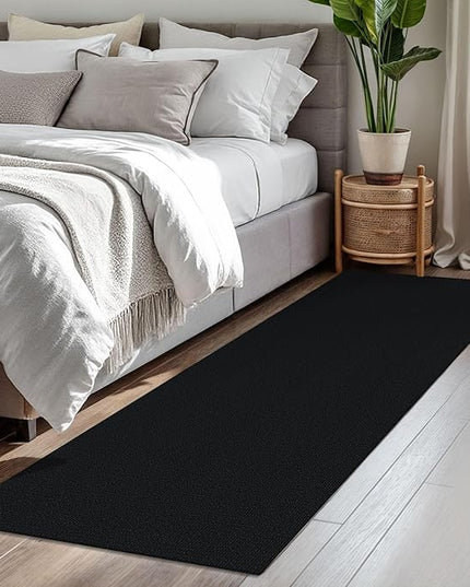KOZYFLY Washable Runner Rug 2x7 ft Hallway Runner Non Slip Rubber Backed Kitchen Runner Rugs Bobo Entryway Runner Indoor, Carpet Runners for Hall Entrance Bedroom, Black