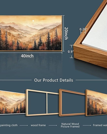 FUHAIHUA Wood Framed Canvas Wall Art For Living Room Wall Decor For Bedroom Office Wall Decoration Forest Landscape Paintings Farmhouse Pictures Artwork Room Aesthetic Home Decor 20x40 In