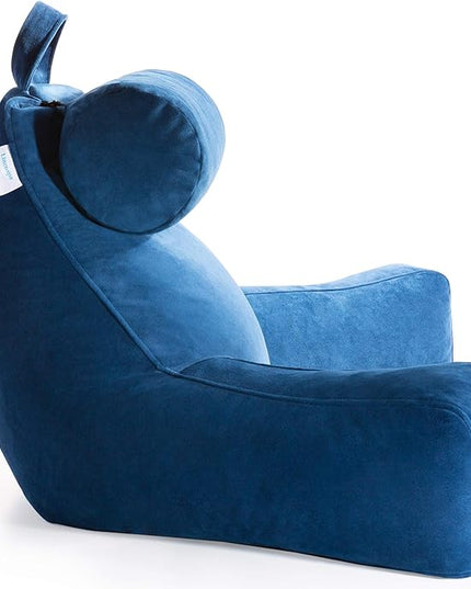 LINENSPA Reading Pillow with Shredded Memory Foam- Back Pillow for Sitting in Bed, Reading, Gaming, Watching TV – Bed Chair Pillow with Arms, Dorm Room Essentials, Navy