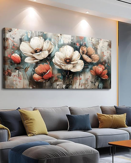 FUHAIHUA Canvas Wall Decor For Bedroom Large Wall Art For Living Room Office Decorations Boho Wall Pictures Flowers Landscape Paintings Artwork Aesthetic Posters Ready To Hang Home Decor 24x48 In