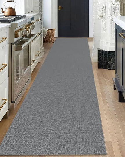 KOZYFLY Washable Runner Rug 3x18 ft Hallway Kitchen Runner Rugs with Rubber Backing Bobo Non Slip Entryway Runner Indoor, Long Carpet Runners for Hall Kitchen Entryway, Grey