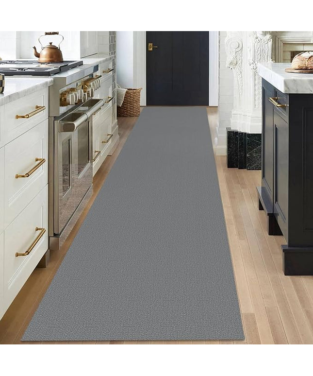 KOZYFLY Washable Runner Rug 3x18 ft Hallway Kitchen Runner Rugs with Rubber Backing Bobo Non Slip Entryway Runner Indoor, Long Carpet Runners for Hall Kitchen Entryway, Grey