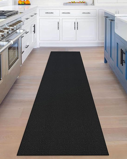 KOZYFLY Runners for Hallways 2x8 ft Washable Kitchen Runner Non Slip Rubber Backed Hall Runners Cotton Entryway Runner Rugs Floor Carpet for Indoor Backdoor Bedroom Kitchen, Black/Dark Grey