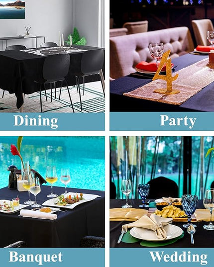 VidaFete Tablecloth 60 * 120inch 2pack Rectangle Table Cloth Polyester, Stain Wrinkle Resistant Dining Table Cover for Kitchen Dinning Party Wedding Rectangular Tabletop Buffet Decoration (Black)