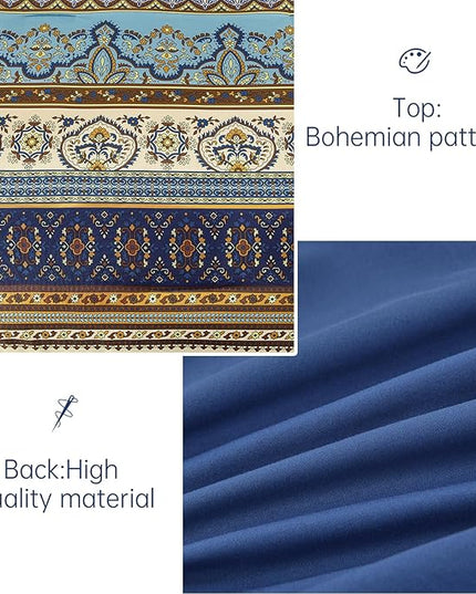 Cottolester Boho Queen Comforter Set 8 Pieces,Brown Blue Bohemian Comforter Paisley Striped Bed in A Bag,Soft Microfiber Bedding Set for All Season
