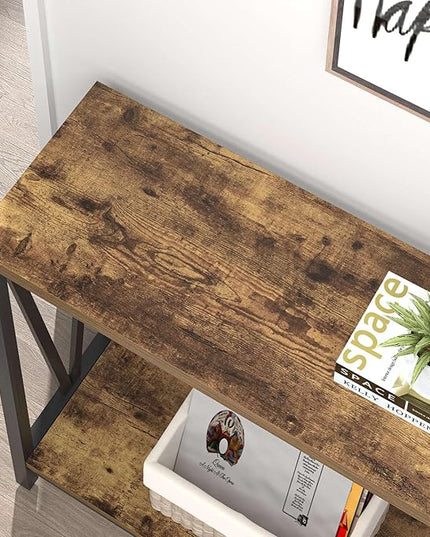 EXCEFUR Entryway Table, Narrow Sofa Console Tables Behind Couch, Modern Entry Table for Hallway Entrance Living Room, Rustic Brown
