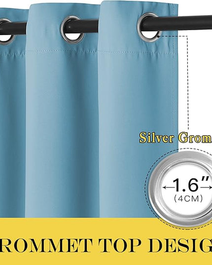 NICETOWN Blackout Curtains for Sliding Glass Door Room Divider Noise Reduce Curtain Panel Portable Window Screen Sliding Partition, W100 x L102 inches, 1 Panel, Teal Blue