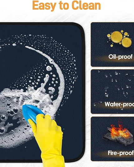 Heat Resistant Mats for Countertop - Fireproof 16x20in Heat Resistant Mats for Air Fryer - Kitchen Countertop Protector for Air Fryer, Coffee Maker, Stand Mixer, Toaster, Oven - Blue - 2PCS