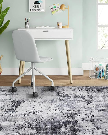 Modern Abstract 2x3 Area Rug Non Slip Non Shedding Low Pile Stain Resistant Rug for Entryway Kitchen Bedroom,Grey