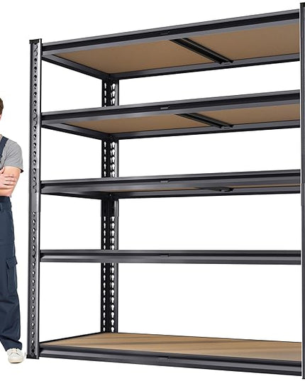 72"H Storage Shelves heavy duty, 2200LBS Garage Shelving, 5 Tier Metal Shelving Unit Adjustable Garage Shelves Utility Rack Shelf for Storage Warehouse Pantry Closet,40" W × 20" D × 72" H, Black