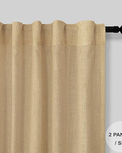 Tan Beige Curtains 96 Inches Long for Living Room 2 Panels Pocket Back Tab Semi Sheer Linen Rustic Neutral Earth Light Brown Room Decor Khaki Taupe Camel Burlap Curtains for Bedroom Cottagecore Fall