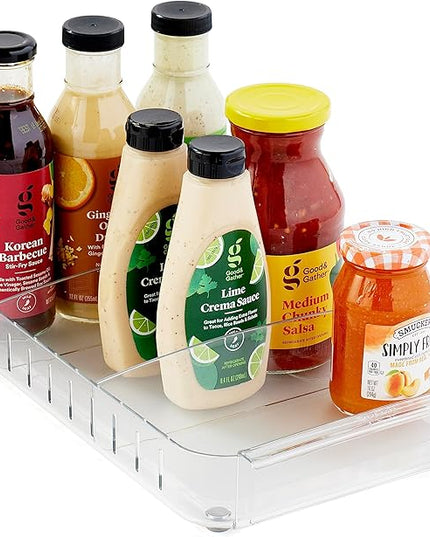 YouCopia RollOut Fridge Caddy BPA-Free Clear Rolling Refrigerator Organizer Bin with Adjustable Dividers and Handles, 9" Wide