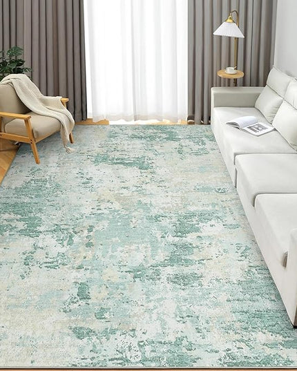 Modern Abstract Area Rug 5x7 Non Slip Non Shedding Rug Low Pile Stain Resistant for Bedroom Living Room,Green