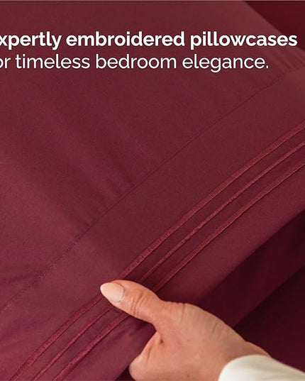 King Size 4 Piece Sheet Set - Comfy Breathable & Cooling Bed Sheets Set - Hotel Luxury Bedding for Women, Men, Kids, Teens, Boys & Girls - Deep Pockets, Ultra-Soft, Wrinkle Free - Oeko-Tex - Burgundy