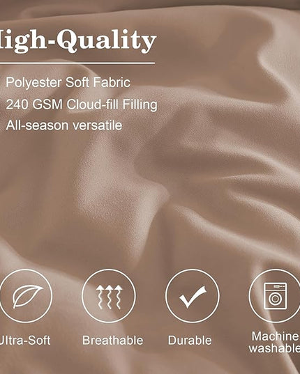 Monbix Queen Comforter Set - 7 Pieces Rust Pink Bed in a Bag Queen Bedding Sets with Comforters, All Seasons Comforter Bed Set with Sheets,Pillowcases & Shams